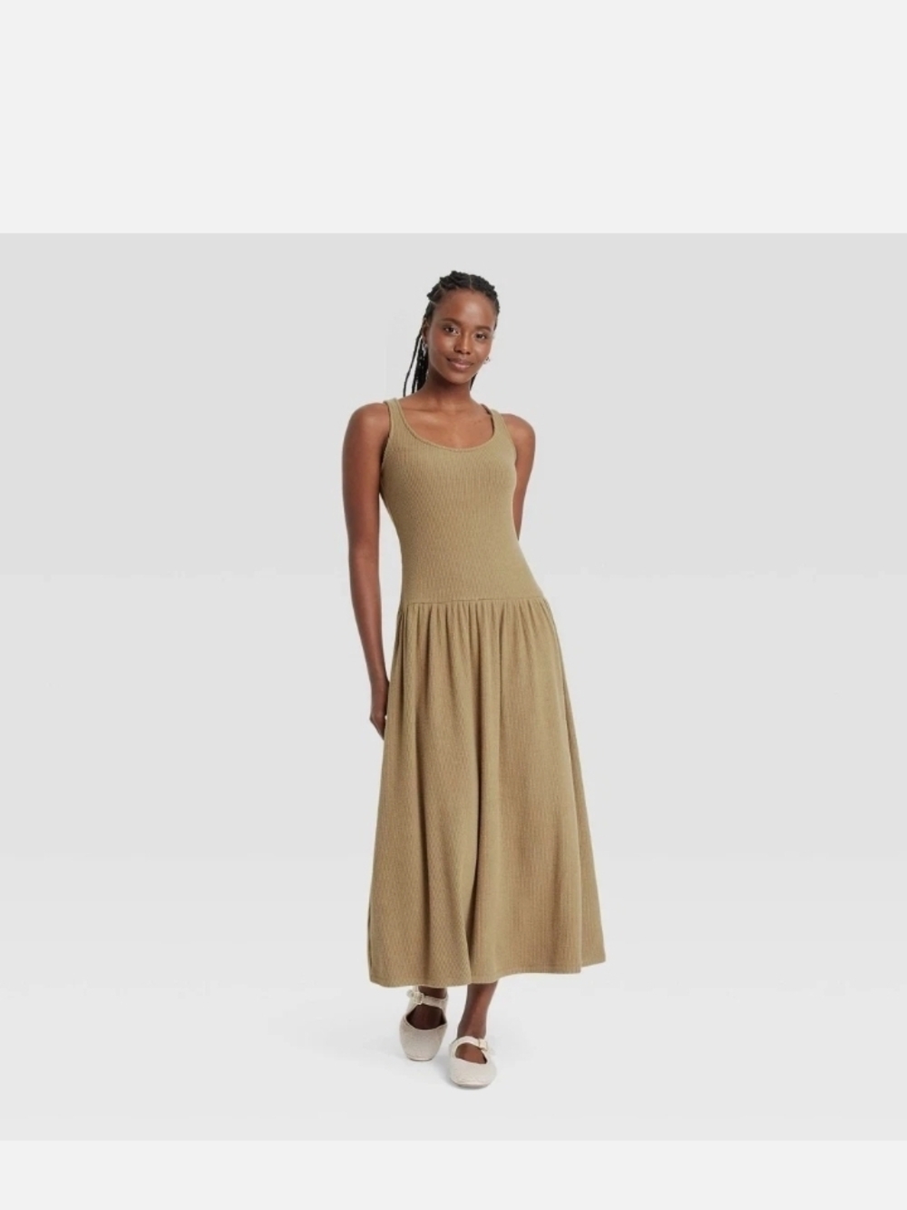 Universal Thread Womens Drop Waist Knit Slip Dress SMALL Brown Ribbed New
